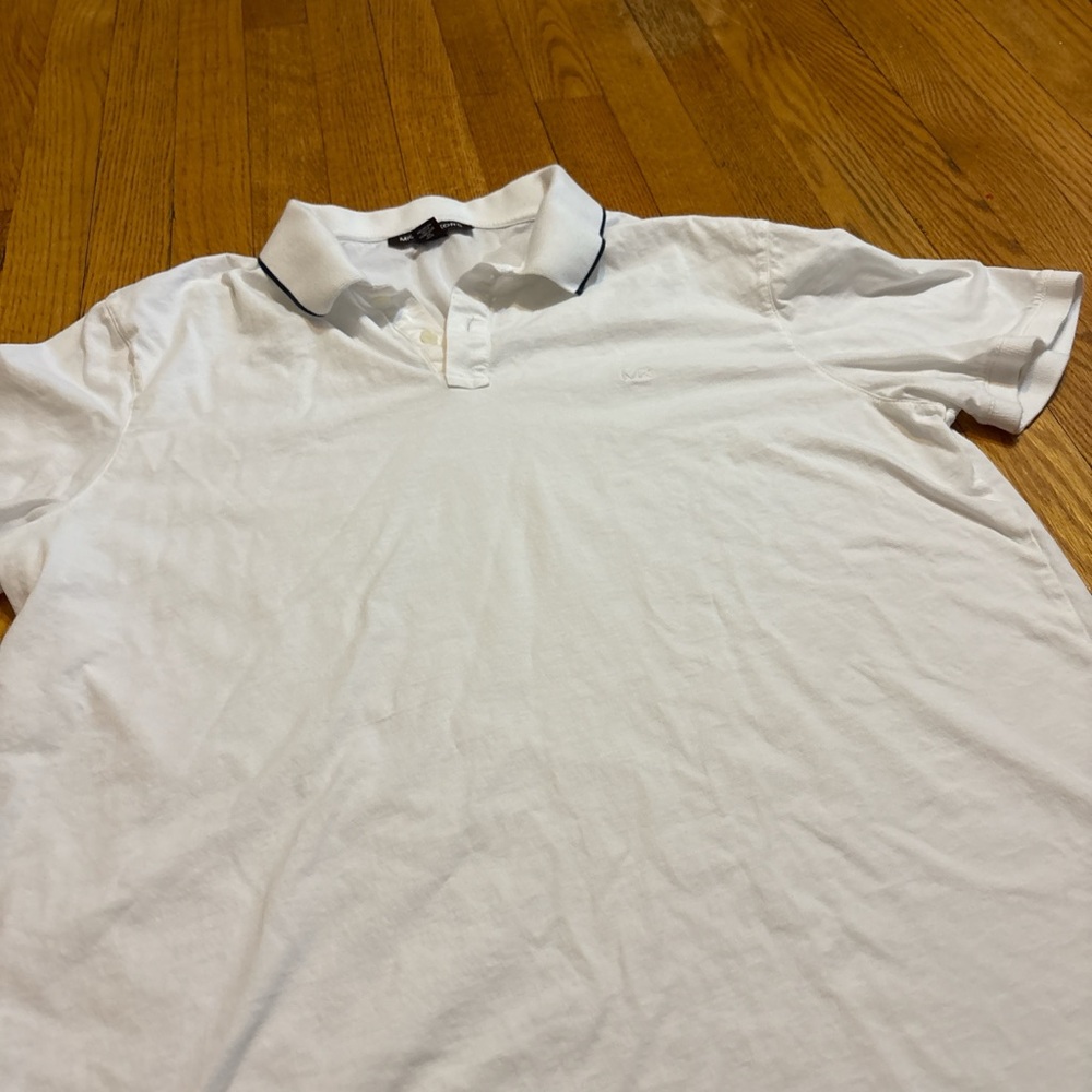 Michael Kors White Polo Shirt with Black Trim - Picture 2 of 5